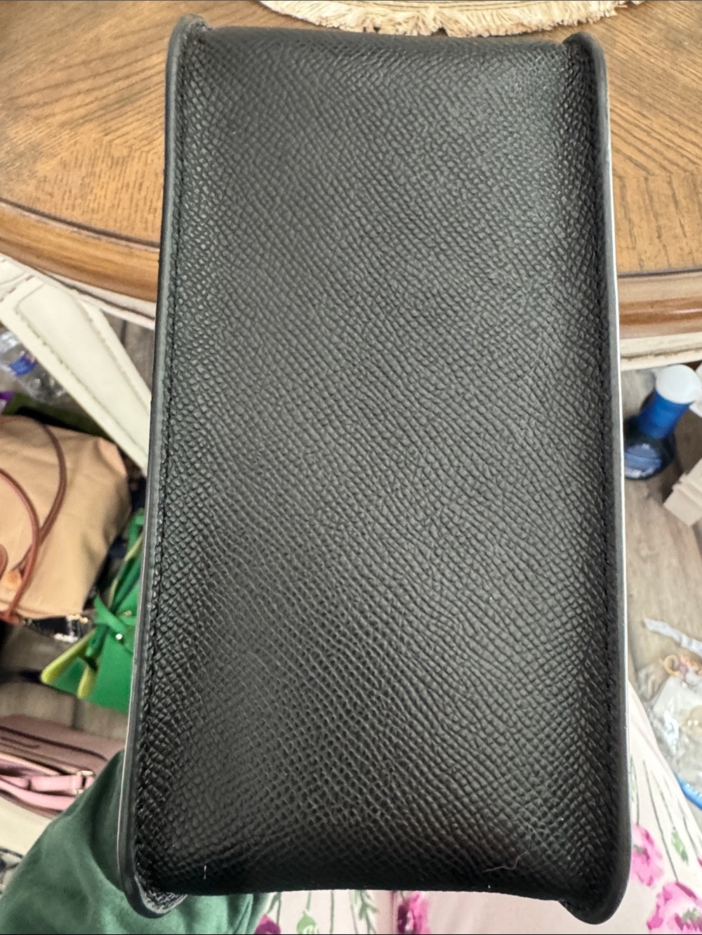Furla Black Cross Grain Shoulder Bag with Gold Studs & Strap - Picture 4 of 9